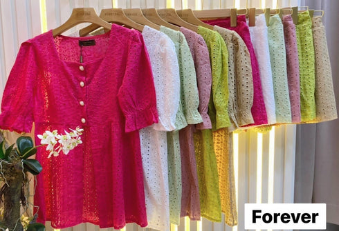 FOREVER Lace Hollow Two Piece Set